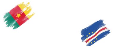 Beyaz Arkaplanda Kamerun ve Verde Bayrakları