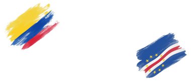 Beyaz Arkaplanda Kolombiya ve Verde Bayrakları