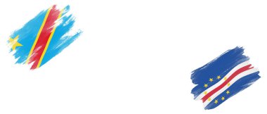 Beyaz Arkaplanda Demokratik Kongo Cumhuriyeti ve Verde Bayrakları