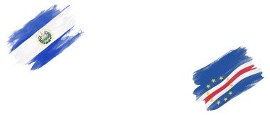 Beyaz Arkaplanda El Salvador ve Verde Bayrakları