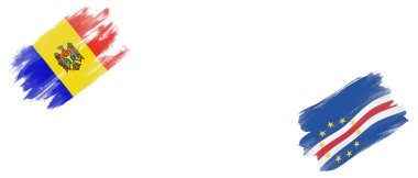 Beyaz Arkaplanda Moldova ve Verde Bayrakları