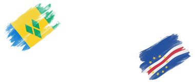 Saint Vincent ve Grenadinler ve Verde Bayrakları Beyaz Arkaplanda