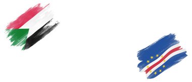 Beyaz Arkaplanda Sudan ve Verde Bayrakları