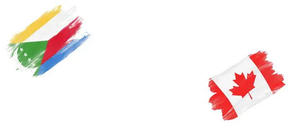 ホワイトバックグラウンドのコモロとカナダの旗 — ストック写真