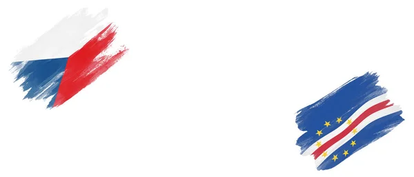 捷克共和国和佛得角白底国旗 — 图库照片
