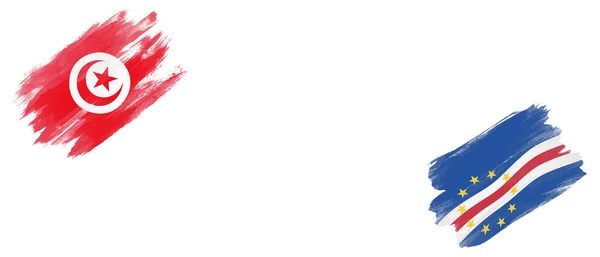 突尼斯和佛得角白色背景旗 — 图库照片