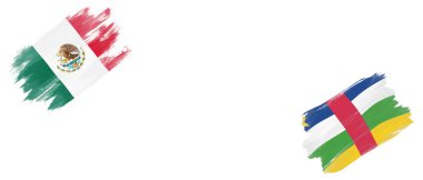 Beyaz Arkaplanda Meksika ve Otomobil Bayrakları