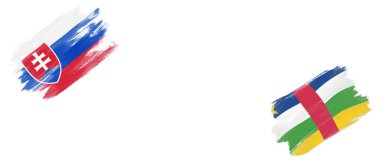 Beyaz Arkaplanda Slovakya ve CAR Bayrakları