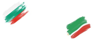 Beyaz Arkaplanda Bulgaristan ve Çeçenistan Bayrakları