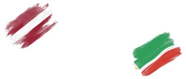 Beyaz Arkaplanda Letonya ve Çeçenistan Bayrakları