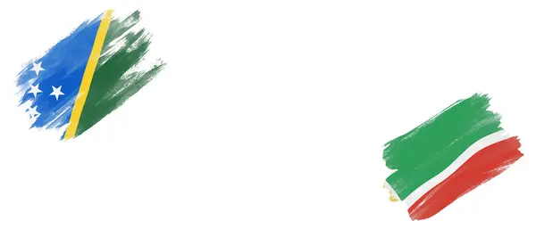 所罗门群岛和车臣白底旗 — 图库照片