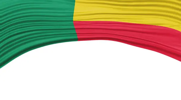 Benin Vlajka Vlna Národní Vlajka Ořezávání Cesta — Stock fotografie