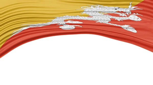 Onda Bandeira Butão Caminho Recorte Bandeira Nacional — Fotografia de Stock