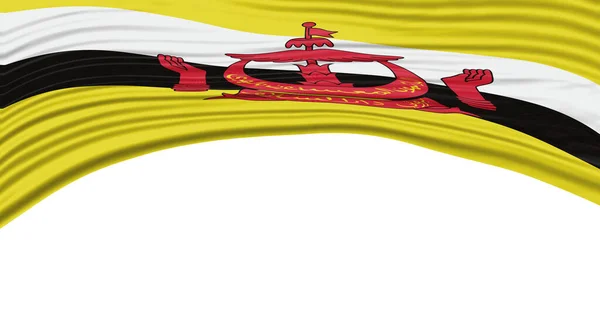Onda Bandera Brunei Ruta Recorte Bandera Nacional — Foto de Stock