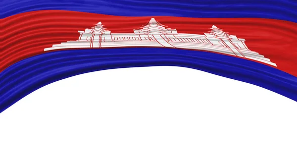 Kambodžská Vlajka Vlna Národní Vlajka Ořezávání Cesta — Stock fotografie