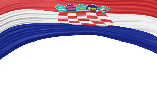Κύμα Σημαίας Κροατίας Και Διαδρομή Απόληξης Εθνικής Σημαίας — Φωτογραφία Αρχείου
