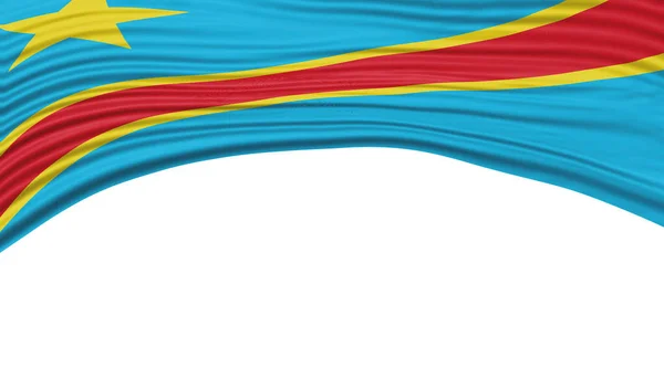 Ola Bandera República Democrática Del Congo Ruta Recorte Bandera Nacional — Foto de Stock