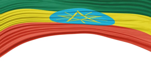 Etiopia Flaggbølge Nasjonale Flagg Klippebane – stockfoto