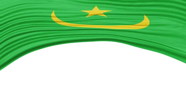 Mauritânia Bandeira Onda Bandeira Nacional Clipping Path — Fotografia de Stock
