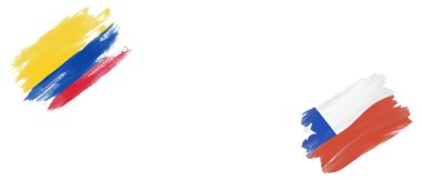 Beyaz Arkaplanda Kolombiya ve Şili Bayrakları