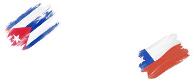Beyaz Arkaplanda Küba ve Şili Bayrakları