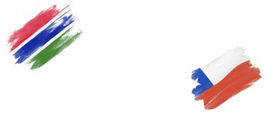 Beyaz Arkaplanda Gambiya ve Şili Bayrakları