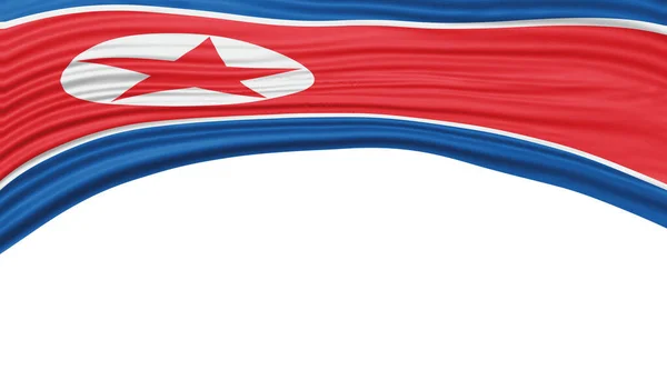 Onda Bandera Corea Del Norte Ruta Recorte Bandera Nacional — Foto de Stock