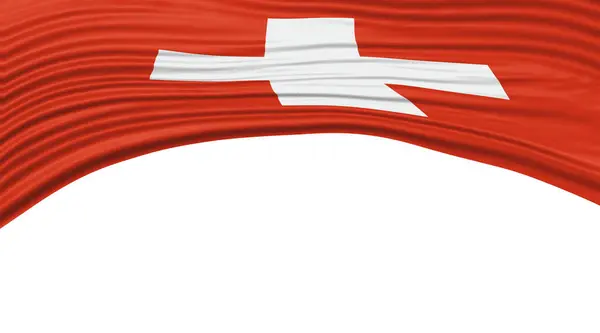 Schweiz Flagga Våg Nationell Flagga Klippning Vägen — Stockfoto