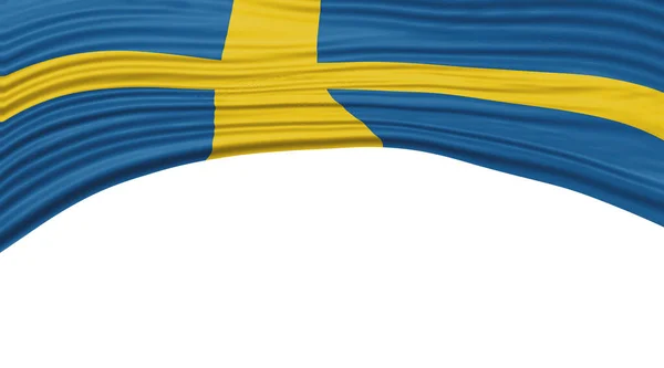 Svédország Zászló Hullám Nemzeti Zászló Vágási Útvonal — Stock Fotó