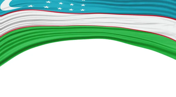 Özbekistan Bayrak Dalgası Ulusal Bayrak Kırpma Yolu — Stok fotoğraf