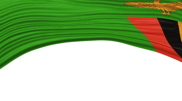 Zambijská Vlajka Vlna Národní Vlajka Ořezávání Cesta — Stock fotografie