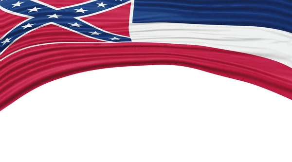 Mississippi State Flag Wave Mississippi Flag Clipping Path — Stockfoto