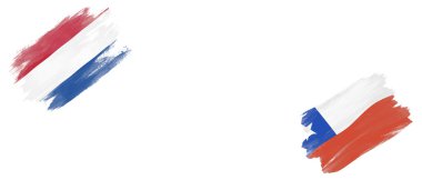 Beyaz Arkaplanda Hollanda ve Şili Bayrakları