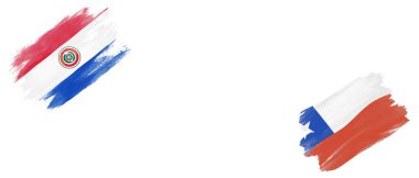 Beyaz Arkaplanda Paraguay ve Şili Bayrakları