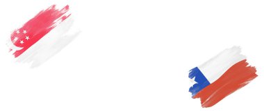 Singapur ve Şili Bayrakları Beyaz Arkaplanda