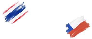 Beyaz Arkaplanda Tayland ve Şili Bayrakları