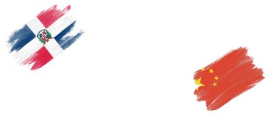 Beyaz Arkaplanda Dominik Cumhuriyeti ve Çin Bayrakları