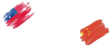 Samoa ve Çin Bayrakları Beyaz Arkaplanda