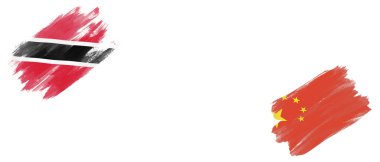 Trinidad ve Tobago ve Çin Bayrakları Beyaz Arkaplanda