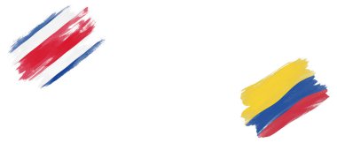 Beyaz Arkaplanda Kosta Rika ve Kolombiya Bayrakları