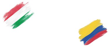 Beyaz Arkaplanda Macaristan ve Kolombiya Bayrakları