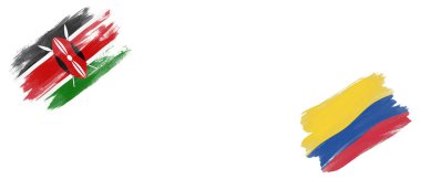 Beyaz Arkaplanda Kenya ve Kolombiya Bayrakları