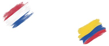 Beyaz Arkaplanda Hollanda ve Kolombiya Bayrakları