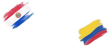 Beyaz Arkaplanda Paraguay ve Kolombiya Bayrakları