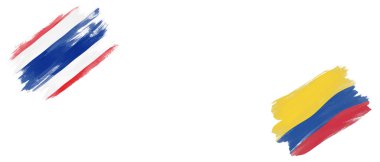 Beyaz Arkaplanda Tayland ve Kolombiya Bayrakları