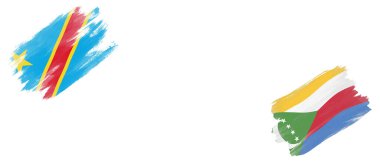 Beyaz Arkaplanda Demokratik Kongo Cumhuriyeti ve Komoros Bayrakları