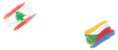 Beyaz Arkaplanda Lübnan ve Komoros Bayrakları