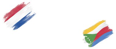 Beyaz Arkaplanda Hollanda ve Komoros Bayrakları