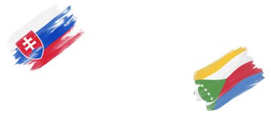 Beyaz Arkaplanda Slovakya ve Komoros Bayrakları