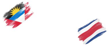 Beyaz Arkaplanda Antigua ve Barbuda ve Kosta Rika Bayrakları